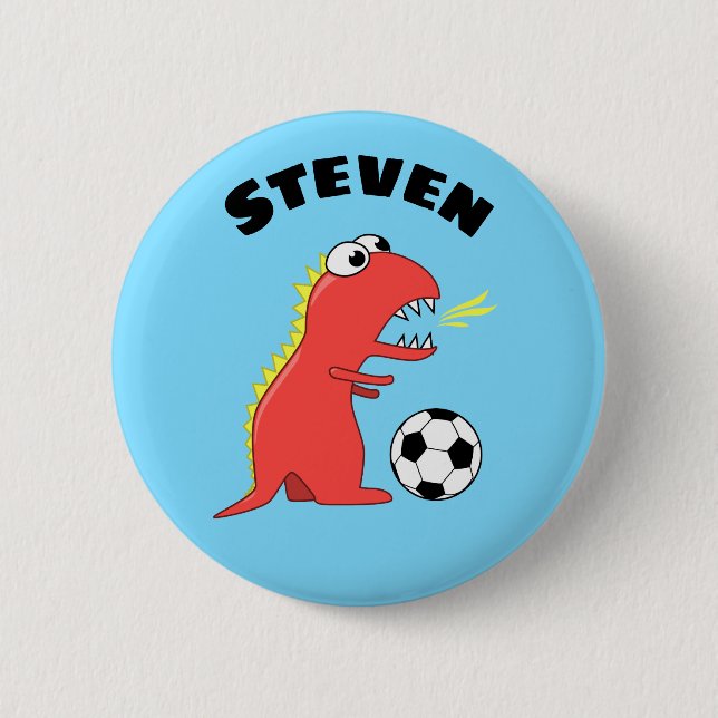 Chapa Redonda De 5 Cm Funny Soccer Dinosaur Name (Anverso)