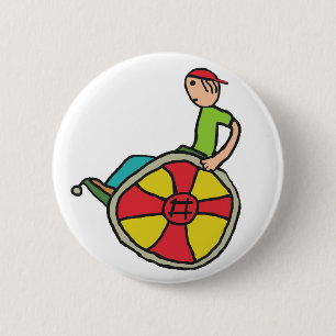 Chapa Redonda De 5 Cm Funny Speedy Whechair User