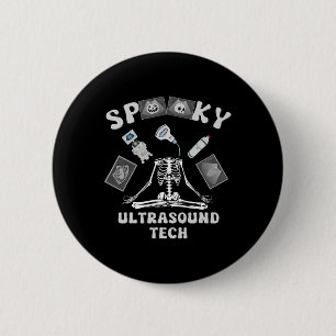 Chapa Redonda De 5 Cm Funny Spookone Ultrasound Tech Skeleton Halloween