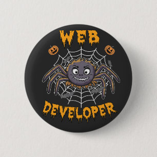 Chapa Redonda De 5 Cm Funny Spooky Halloween Spider, desarrollador web
