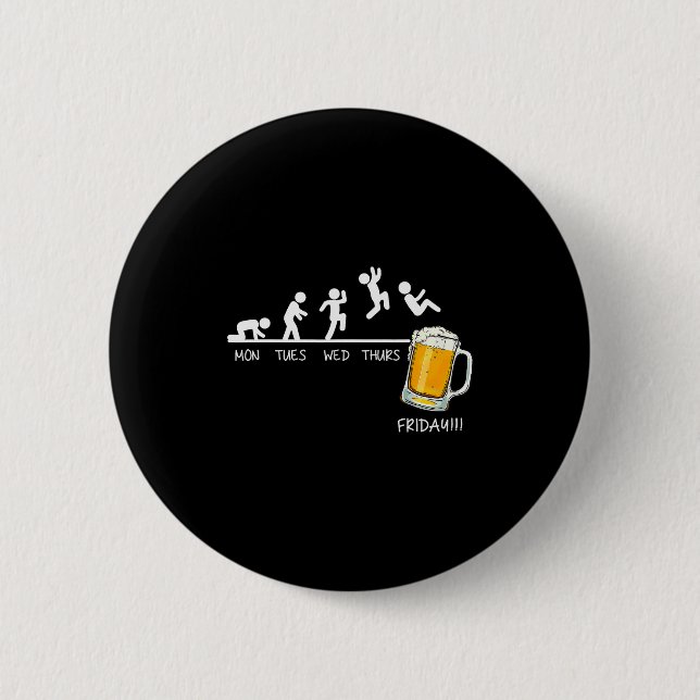 Chapa Redonda De 5 Cm Funny Stickman Jumping Beer Days Of Week Friday Dr (Anverso)