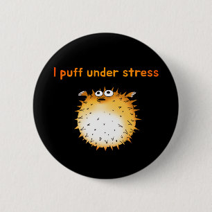 Chapa Redonda De 5 Cm Funny Stresed Pufferfish Personalizado