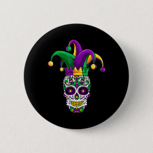 Chapa Redonda De 5 Cm Funny Sugar Skull Mardi Gras Fiesta Appartal