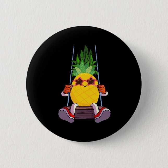 Chapa Redonda De 5 Cm Funny Swinging Pineapple Swinger (Anverso)