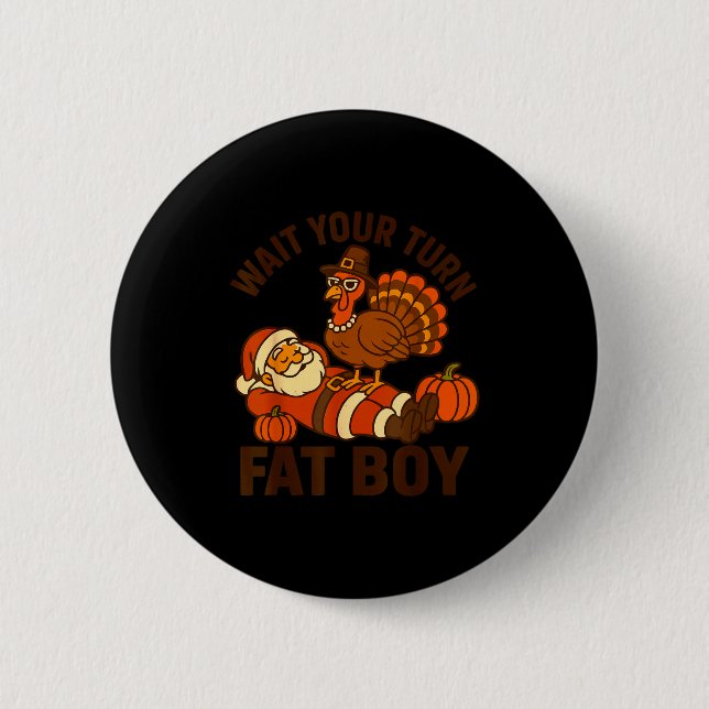 Chapa Redonda De 5 Cm Funny Thanksgiving Christmas Turkey Vs Santa For M (Anverso)