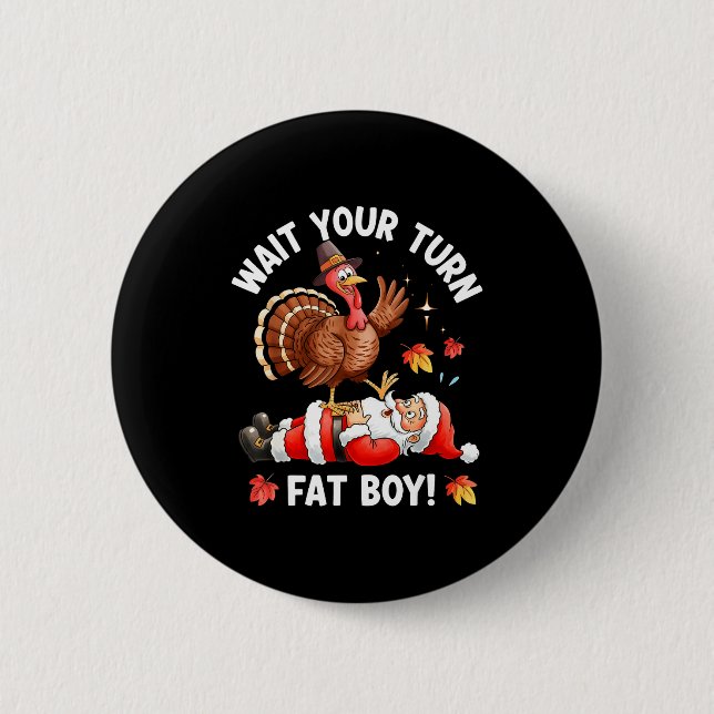 Chapa Redonda De 5 Cm Funny Thanksgiving Christmas Turkey Vs Santa For M (Anverso)