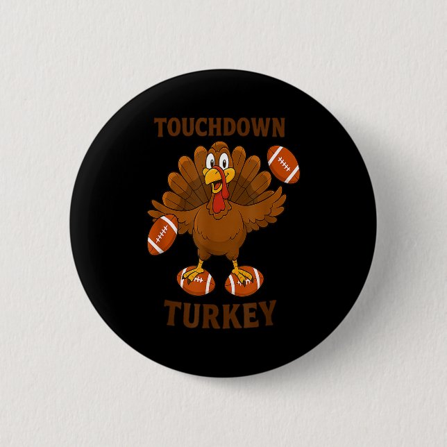 Chapa Redonda De 5 Cm Funny Thanksgiving Football Touchdown Turkey  (Anverso)