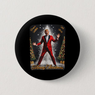 Chapa Redonda De 5 Cm Funny Trump baila Papá Noel Navidades Navidad Paja