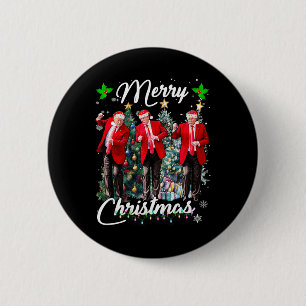 Chapa Redonda De 5 Cm Funny Trump baila Papá Noel Navidades Navidad Paja
