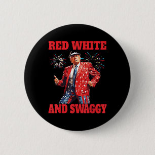 Chapa Redonda De 5 Cm Funny Trump Blanco Rojo Y Trump Dance 4O