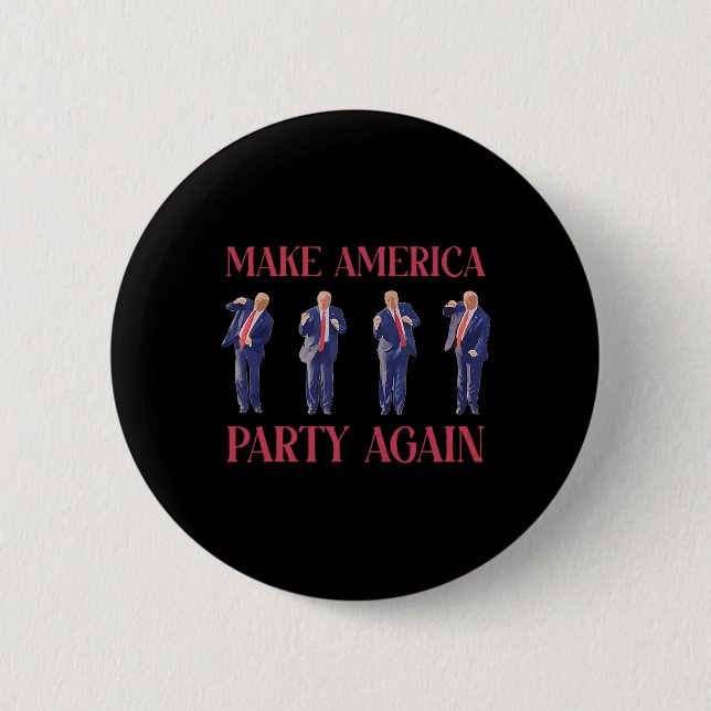 Chapa Redonda De 5 Cm Funny Trump Dancing  (Anverso)