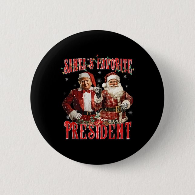 Chapa Redonda De 5 Cm Funny Trump, el presidente favorito de Santa Claus (Anverso)