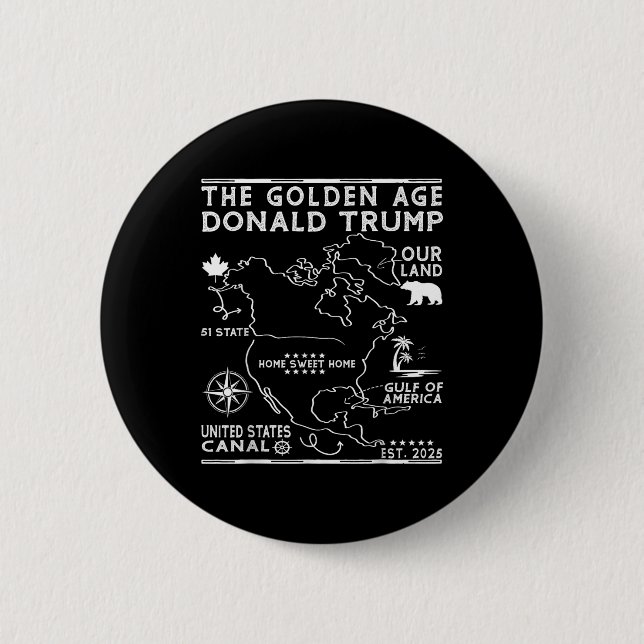 Chapa Redonda De 5 Cm Funny Trump Groenlandia Canal Panamá Canadá México (Anverso)