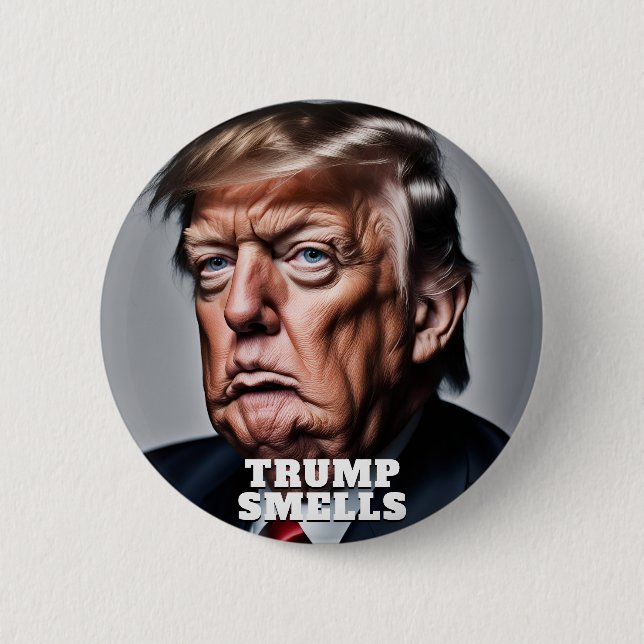 Chapa Redonda De 5 Cm Funny Trump huele (Anverso)