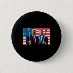 Chapa Redonda De 5 Cm Funny Trump Kennedy Mega Maha Bate De Béisbol Usa 