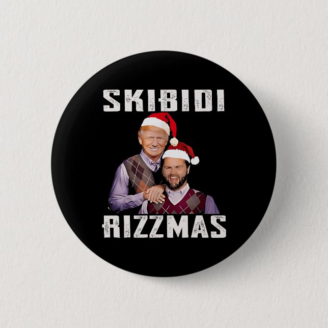 Chapa Redonda De 5 Cm Funny Trump Vance Skibidi Rizzmas hace Navidades G (Anverso)