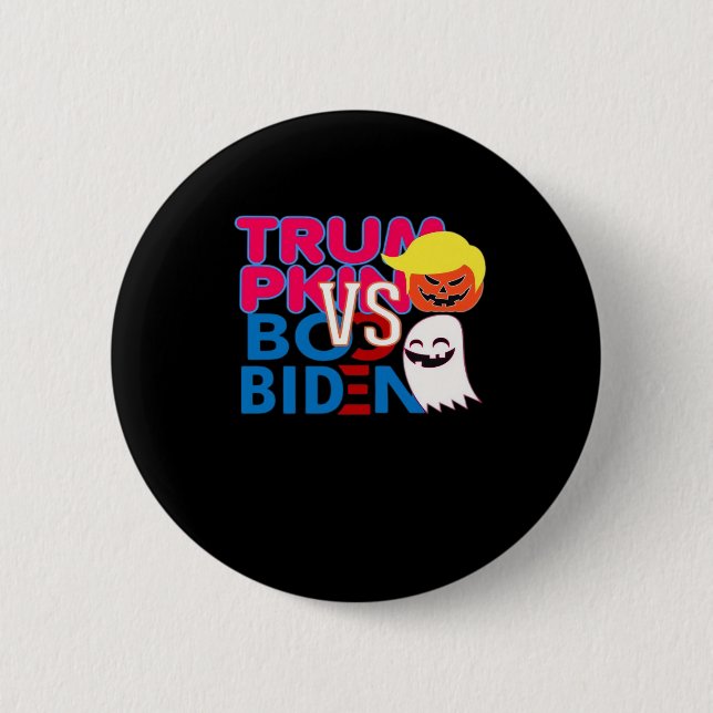 Chapa Redonda De 5 Cm Funny Trumpkin contra Boo Biden Clase de Diseño Ha (Anverso)
