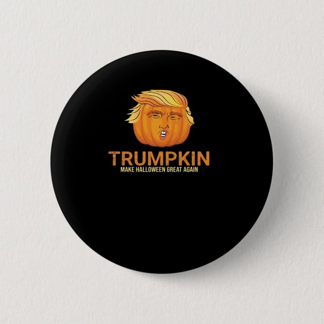 Chapa Redonda De 5 Cm Funny Trumpkin de Halloween - Caída hace que Hallo (Anverso)