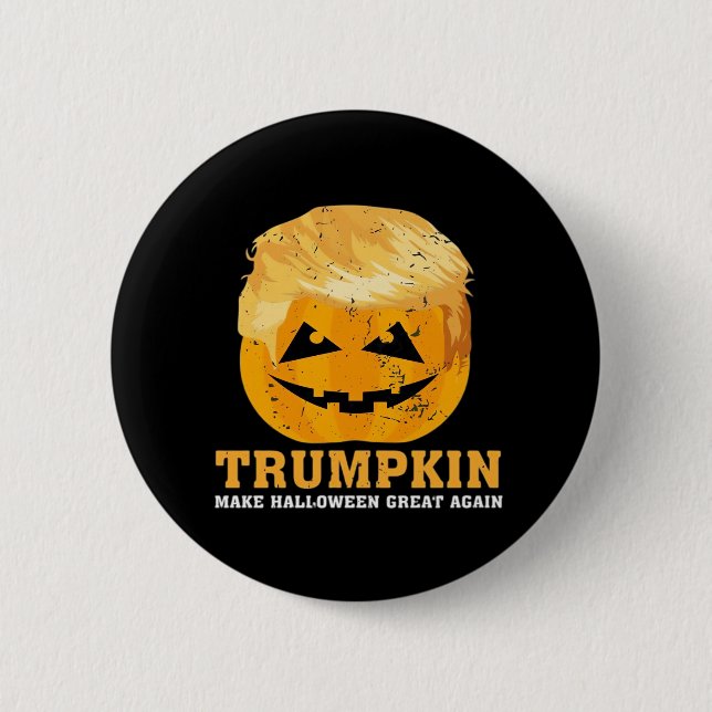 Chapa Redonda De 5 Cm Funny Trumpkin vuelve a hacer grande a Halloween (Anverso)