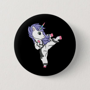 Chapa Redonda De 5 Cm Funny Unicorn Karate Chica I Taekwondo Martial Art