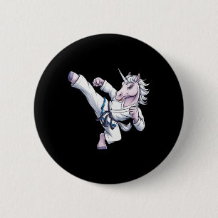 Chapa Redonda De 5 Cm Funny Unicorn Karate Chica I Taekwondo Martial Art