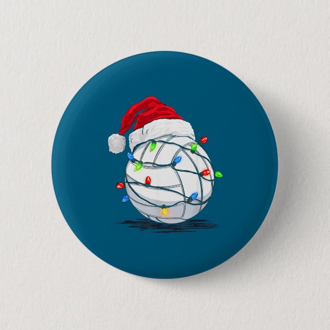 Chapa Redonda De 5 Cm Funny Volleyball Ball Christmas Graphics Lights Lo (Anverso)