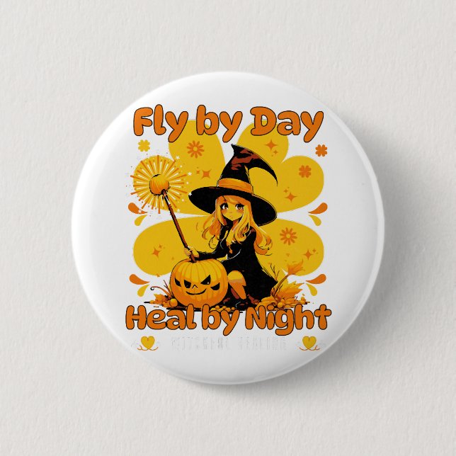 Chapa Redonda De 5 Cm Funny Witchen Nurse Halloween Design (Anverso)