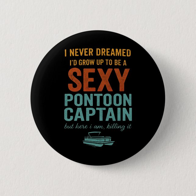 Chapa Redonda De 5 Cm Funny Y Pontoon Captain Tee Funny Lake Boating Gif (Anverso)