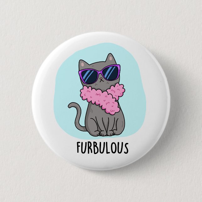 Chapa Redonda De 5 Cm Furbulbo Funny Elegant Cat Pun (Anverso)