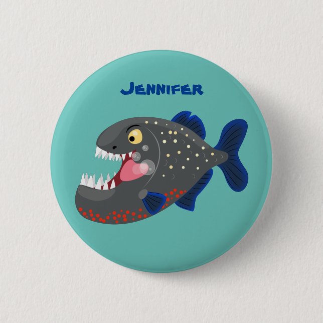Chapa Redonda De 5 Cm Furioso ilustracion personalizado de piranha (Anverso)