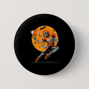 Chapa Redonda De 5 Cm Fútbol Americano Esqueleto Chicos Halloween Fútbol