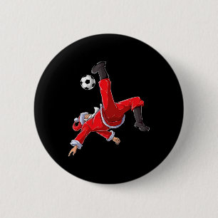 Chapa Redonda De 5 Cm Fútbol de Navidad Santa Divertido Patada en Bicicl