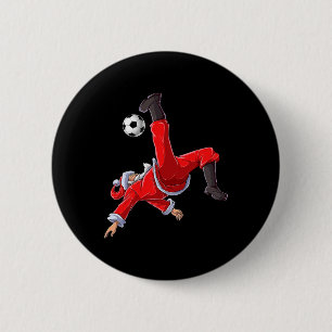 Chapa Redonda De 5 Cm Fútbol Navidad Santa Bicicleta Patada Navidad Niño