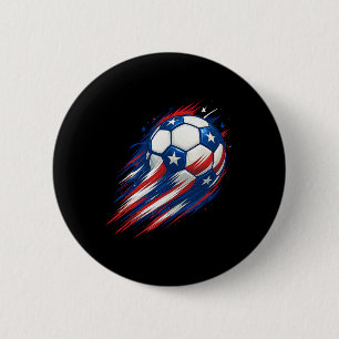 Chapa Redonda De 5 Cm Fútbol Rojo Blanco Y Azul Ll Patriótico Cuatro De 