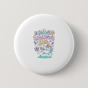 Chapa Redonda De 5 Cm Fútbol Unicornio Estrella Unicornio Lindo