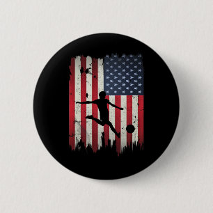 Chapa Redonda De 5 Cm Fútbol Usa Bandera Americana 4 De Julio Patriótico