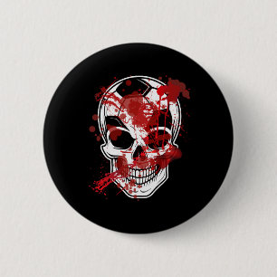 Chapa Redonda De 5 Cm Futbolista de Halloween Byll Calabaza Cráneo Futbo