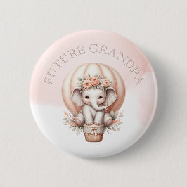 Chapa Redonda De 5 Cm Future Grandpa Baby Shower Peach Elephant