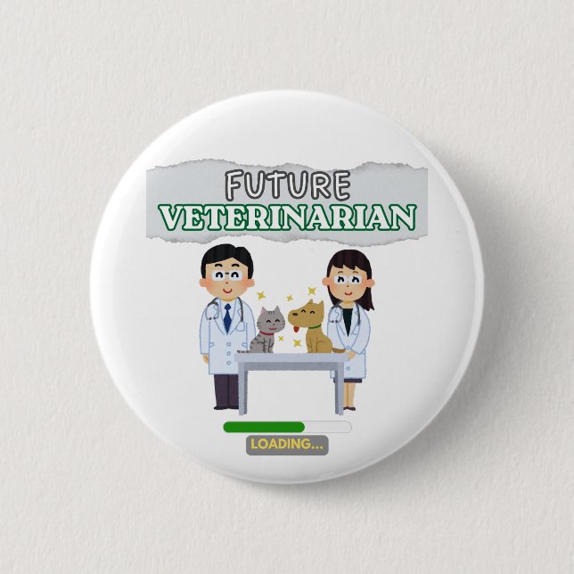 Chapa Redonda De 5 Cm Future Veterinarian Loading – Vet Student Design (Anverso)