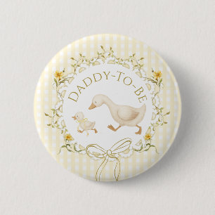Chapa Redonda De 5 Cm Futuro papá Silly Goose Gingham Baby Shower