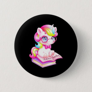 Chapa Redonda De 5 Cm Futuro Profesor de Clase de Unicornio Lindo