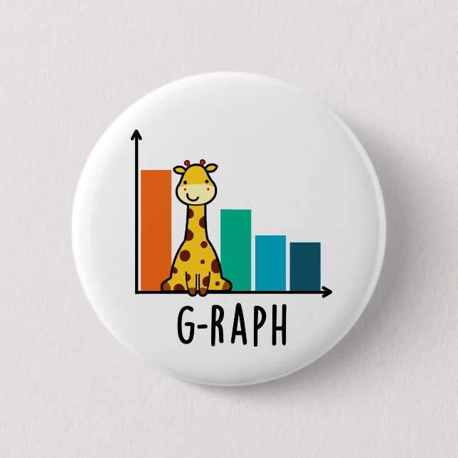 Chapa Redonda De 5 Cm G-raph Funny Giraffe Graph Pun (Anverso)