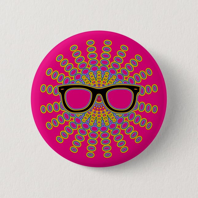 Chapa Redonda De 5 Cm Gafas de nerd soleadas + tu fondo e ideas (Anverso)