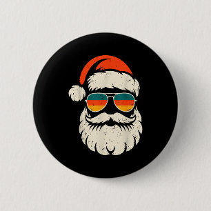 Chapa Redonda De 5 Cm Gafas de sol con cara de Santa retro divertidas pa