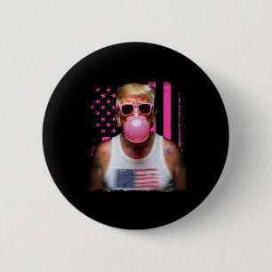 Chapa Redonda De 5 Cm Gafas de sol Trump Bubble Gum Rosa Bandera de EE.