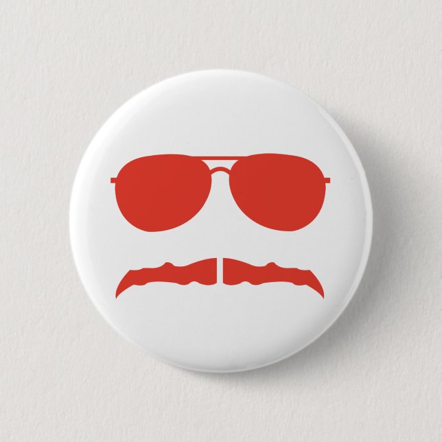 Chapa Redonda De 5 Cm gafas de sol y 'stache (Anverso)