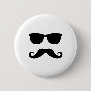 Chapa Redonda De 5 Cm gafas de sol y 'stache