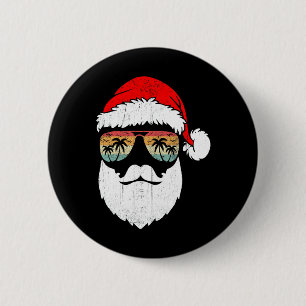 Chapa Redonda De 5 Cm Gafas Retro Cara de Santa Hawainas Navidad Xmas T
