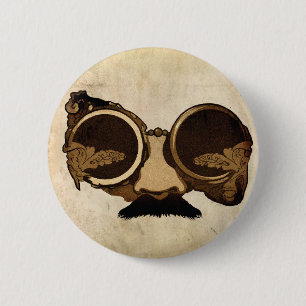 Chapa Redonda De 5 Cm Gafas y bigote de Steampunk
