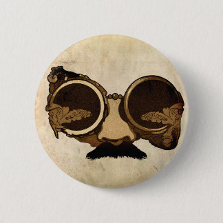 Chapa Redonda De 5 Cm Gafas y bigote de Steampunk
